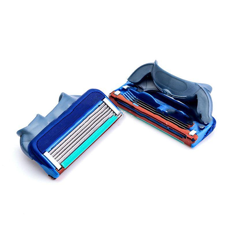 4pcs Shaving Razor Shaver Blade Refills Replacement 5 Layers Blades Blue
