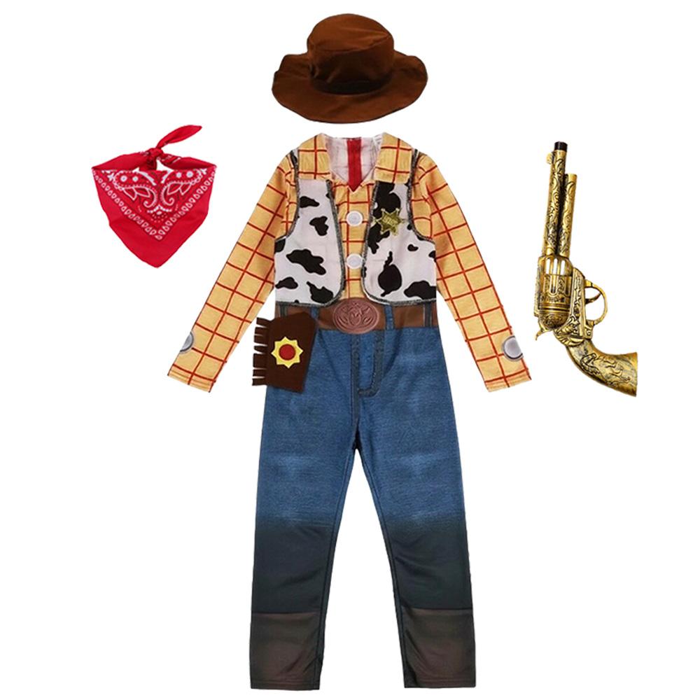 Boys Buzz Woody Jumpsuit Sets Kid Jessie Woody Costume Girl Dress Halloween Cosplay Carnival Party Cowgirl Clothes