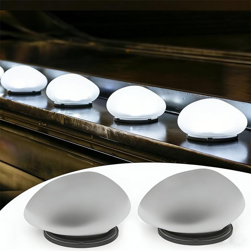 Solar Garden Lights Outdoor Waterproof Pebble Cobble Stones 2 Pack Changing LED Landscape Night Lights for Courtya,Paths,Stairs