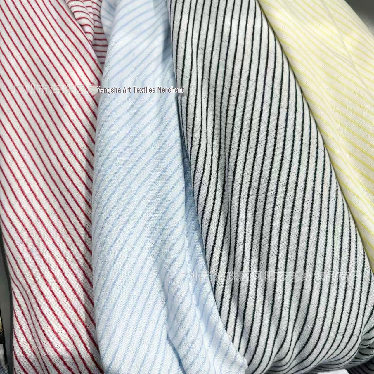 Spring/Summer Girls  Stretchy Striped Knitted Jacquard Fabric for Fashionable Children s Clothing Note: Fabric Only красный