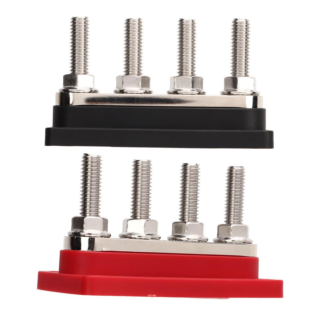 Power Distribution Junction Post 300A 4 M10 Stud Easy Installation Marine Bus Bar High Conductivity with Dust Cover for RVs