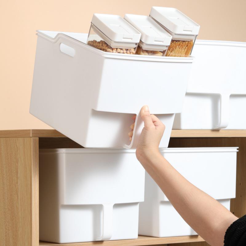 Vysoká nástěnná úložná krabice s rukojetí - Kuchyňský organizér koš pro horní police