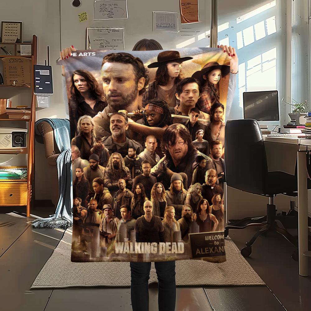 1Pc Walking Dead Print Flannel Blanket, High Quality Comfortable for All Seasons, Home Decor, Warmth and Comfort, Perfect for Gifts
