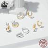 Aifle Daily Contrast Color Double Ring Earrings - S925 Sterling Silver Plated Platinum Jewelry for Women