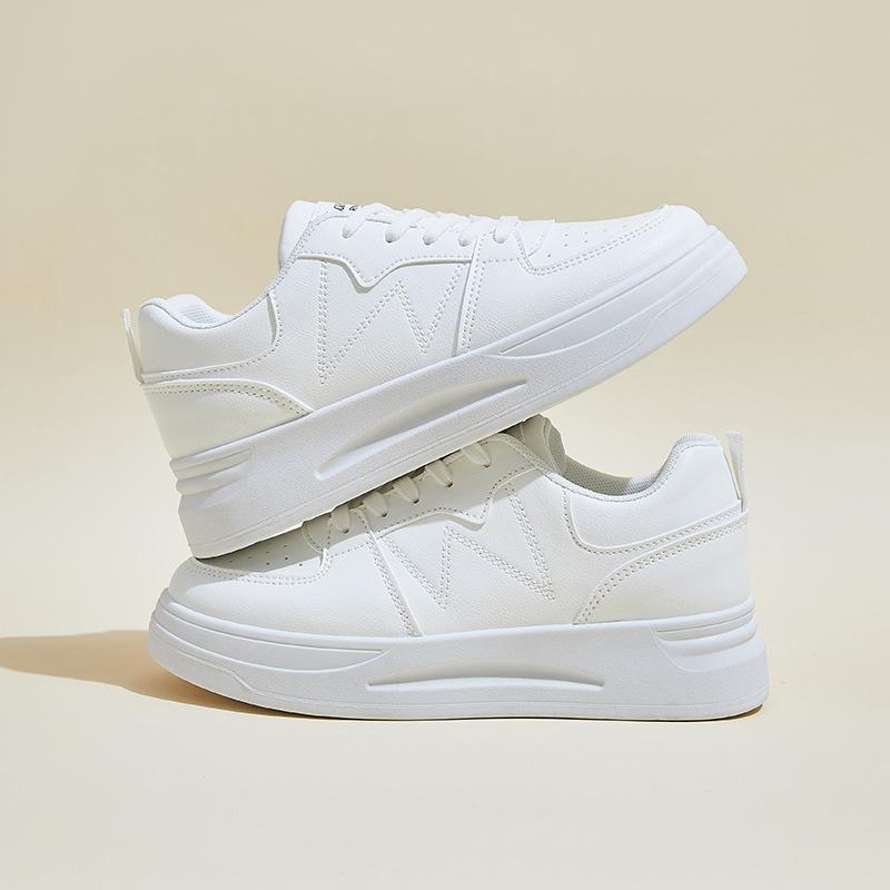 Fashion On - Trend Ladies' Sneakers: Two - Tone Beige and White Design, Cushioned Insole for All - Day Comfort