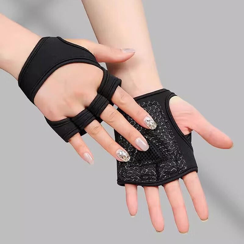 1Pair Hand Wrist Palm Protector Gloves Gym Fitness Heavy Glove Gloves Half Non-Slip Wrist Finger Weightlifting Sport Support