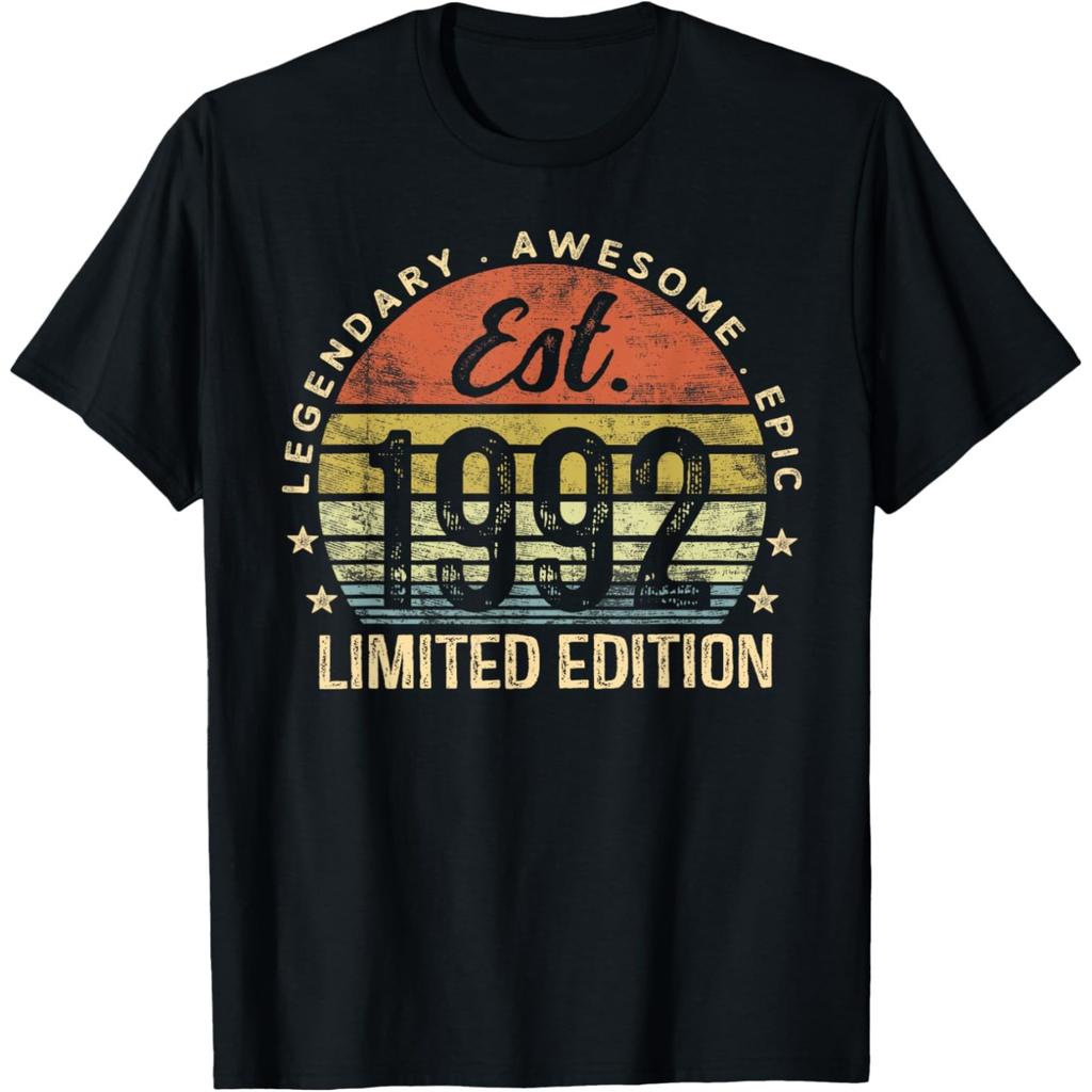 Vintage 1992 33rd Birthday Gift 33 Years Old Limited Edition Tshirts Men Casual Tshirt 100 Cotton Loose Oversized T Shirt