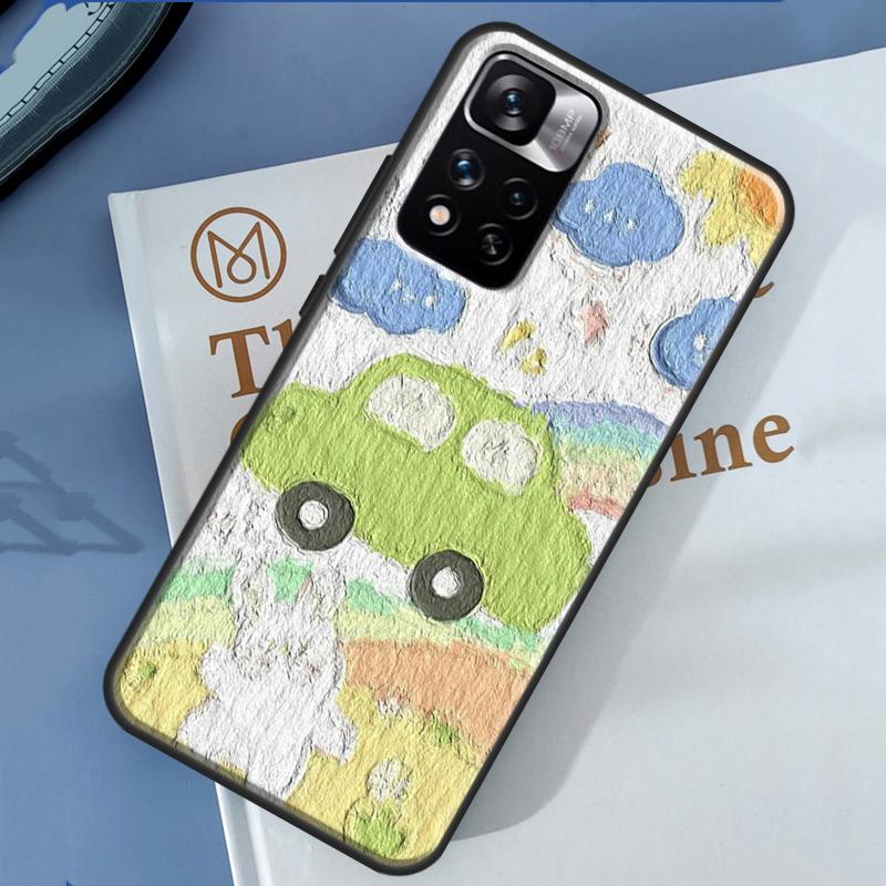 Kawaii Bears Rabbit Oil Painting Case For Xiaomi Redmi 13C 10C 12C 14C Redmi Note 14 13 Pro 12 11 9 10 9S 10S 11S 12S Cover