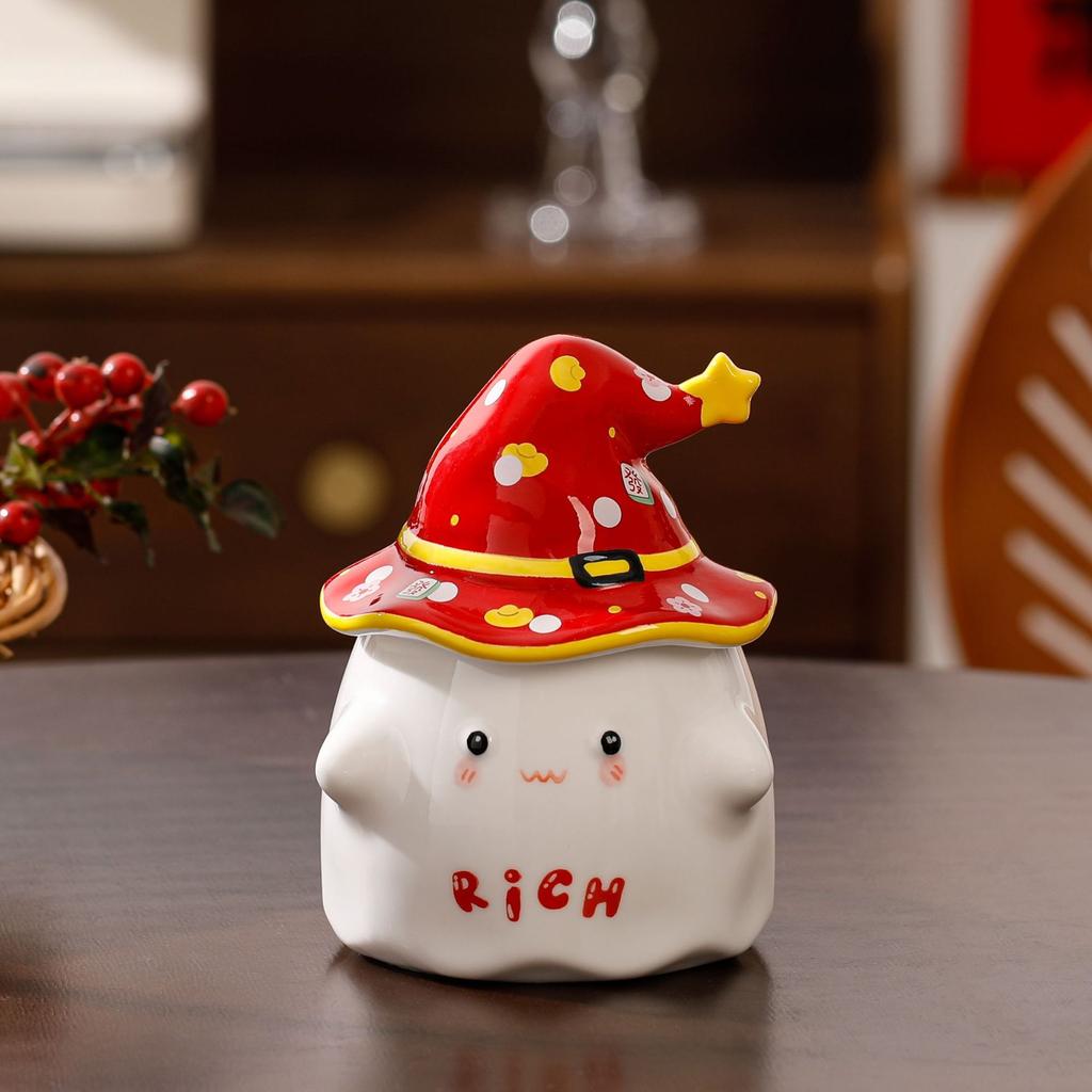 Hochwertige Tasse, niedlicher Wasserbecher mit Deckel, Souvenir für Mädchen, Geschenk für Freundin, Cartoon-Geist-Keramiktasse.