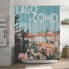 Vintage Italian Village Shower Curtain Mediterranean Coastal Aesthetic Bathroom Decor Rustic Tuscan Home Decor Wall Art Scenic L