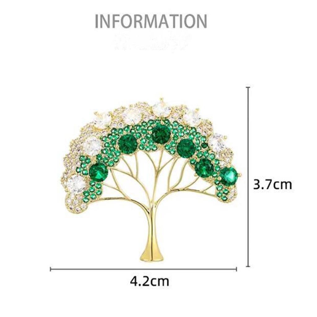 Elegant Tree of Life Brooch For Women Men Exquisite Green Crystal Tree Badges Brooches Shining Boutique Plant Decoration