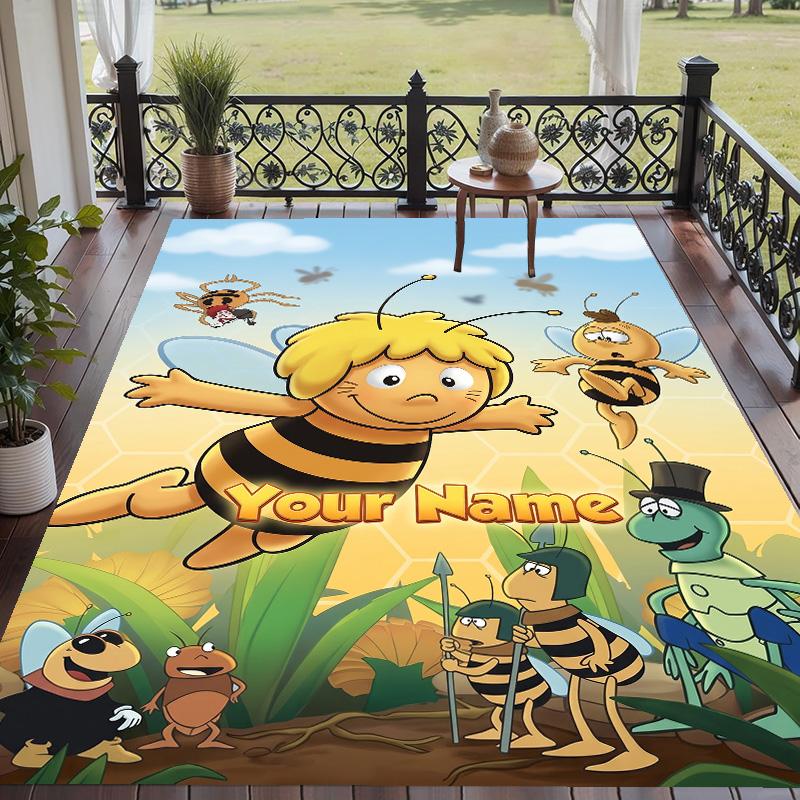 Custom Text Die Biene Maja Pattern Floor Rug Soft Indoor Carpet Mat Living Room Bedroom