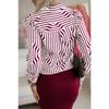 Camisa de Mujer de Manga Larga a Rayas con Botones y Cuello en V con Bolsillo en el Pecho para Uso Casual, de Oficina y de Negocios