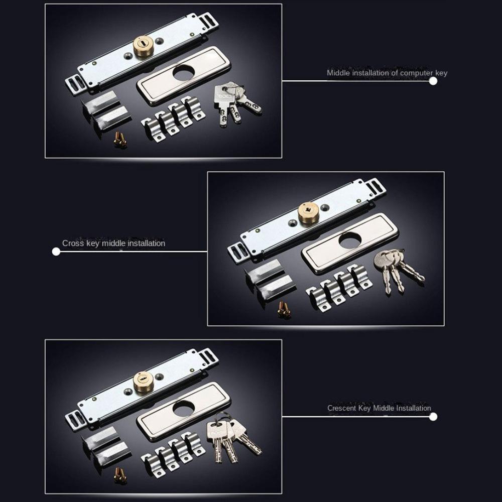 Neues Rollladentürschloss aus Legierung mit Schlüssel, Mitte unten, Rolltorschloss, kreuzförmige Hardware, Diebstahlsicherung für die Garage