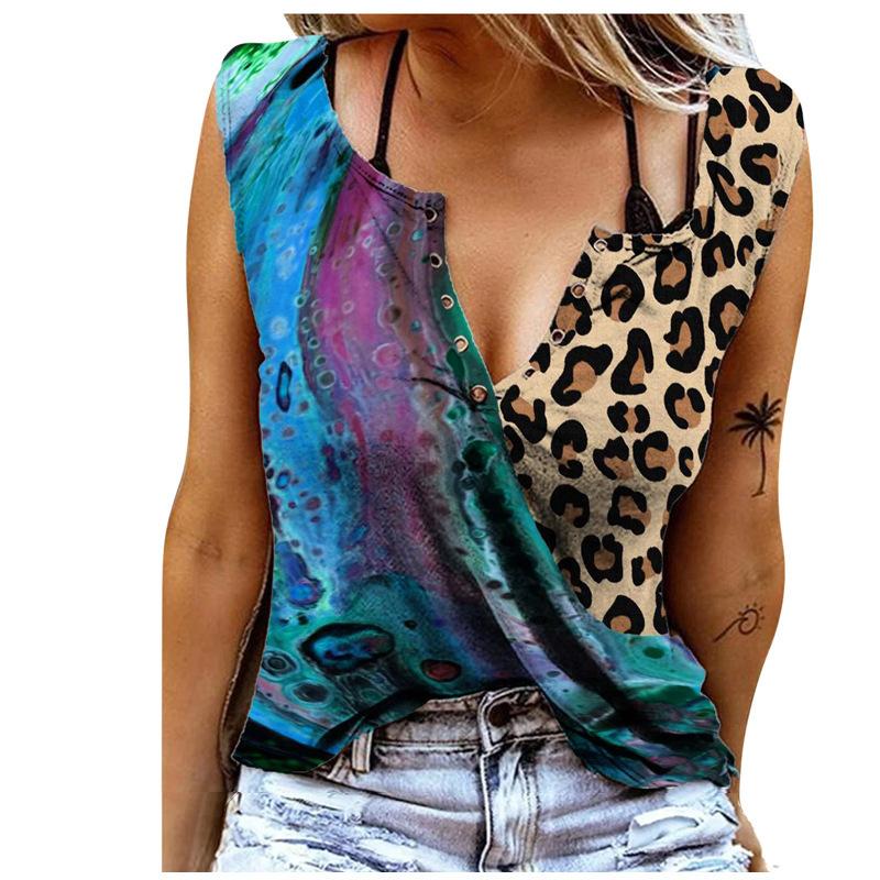 New Summer Women's Fashion Tops Casual Printing 9Color Sleeveless Tank Tops(XS-5XL)