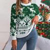 Knitwear Vintage Cardigan Print Sweater Autumn Winter Long Sleeve Loose O-Neck Top Christmas