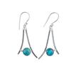 Blauer Kupfer-Türkis Edelstein 925 Sterlingsilber Schmuck Hakenohrringe 1,45" EE-66-19