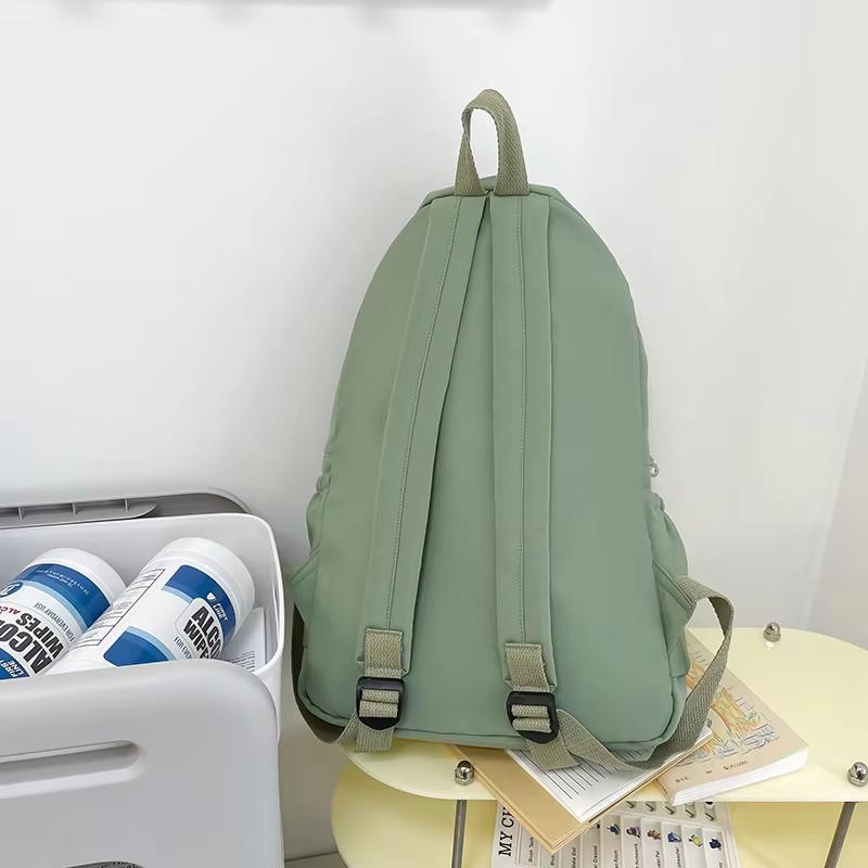 Lightweight Solid Color Nylon Casual Backpack for High School Students, Ideal for School Travel Daily Use