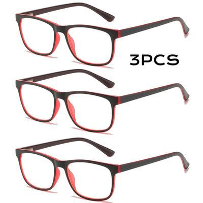 3Pcs Reading Glasses For Men Women Sports Anti-Blue Light Reading Eyewear Black Red Presbyopia Eyeglasses +100 To+400 Glasses
