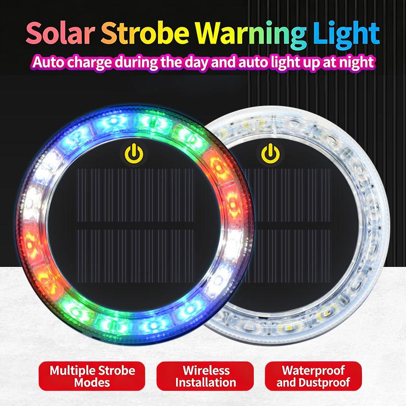 Led Solar Strobe Warning Light Rgb Colorful Night Safety Taillight Flashing Lamp For Cars Trucks Motorcycle Safety Warning