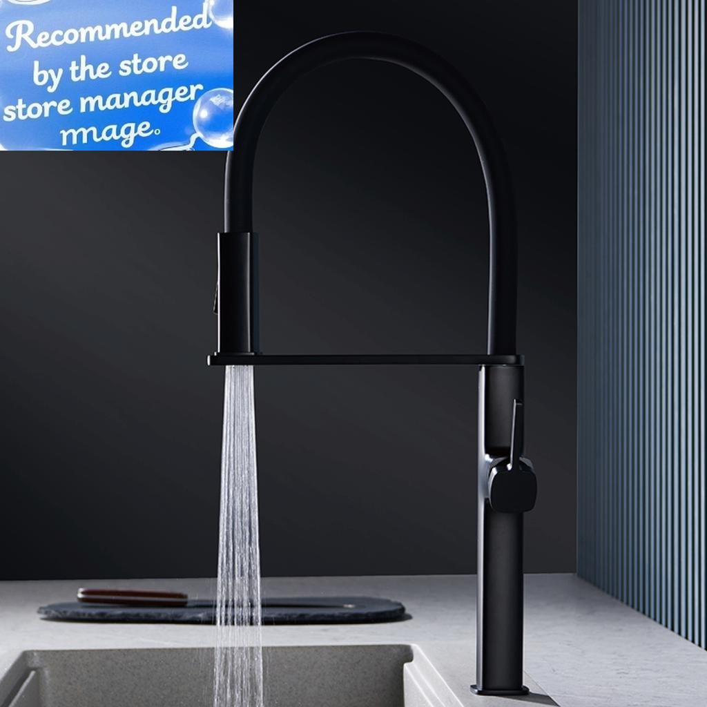 High end black brass kitchen faucet magnetic suction design 2 function single handle cold and hot dual control sink faucet