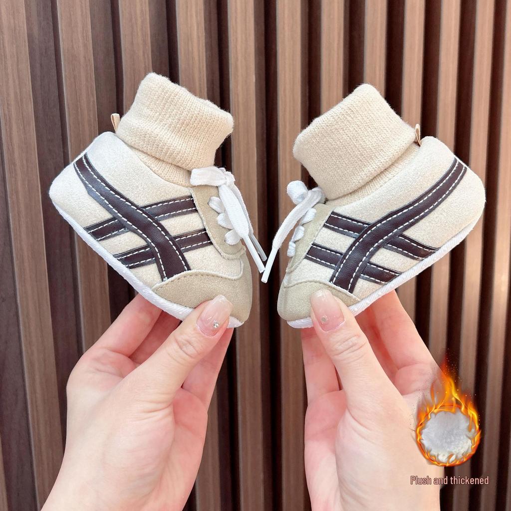 İlkbahar & Sonbahar Bebek Ayakkabıları: Kaymaz Yumuşak Tabanlı Ayakkabı-Çorap Kombinasyonu, Erkek ve Kız Çocukları İçin, 0-12 Ay