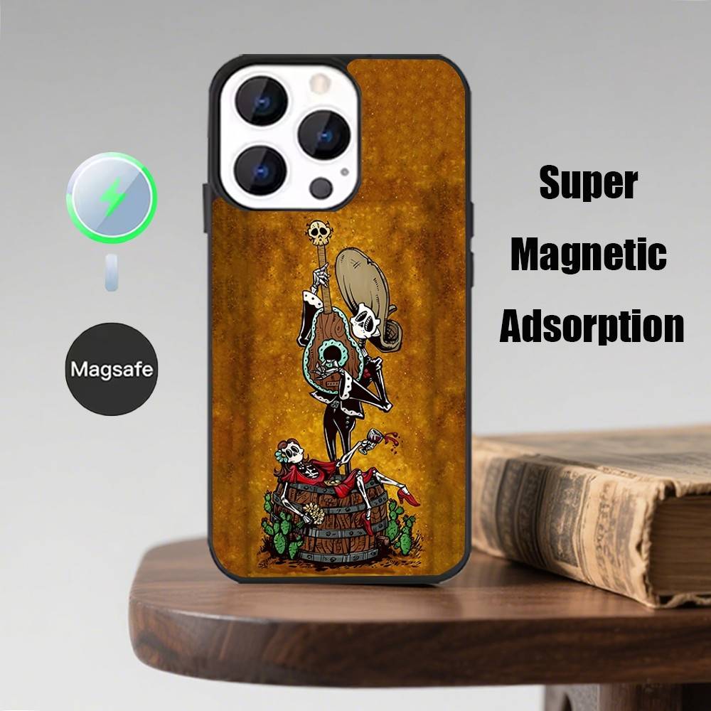 Day of the Dead Mexican Catrina Skull Phone Case  For iPhone 17,16,15,14,13,Pro,Max,Plus,Magsafe,Magnetic Wireless Charging Case