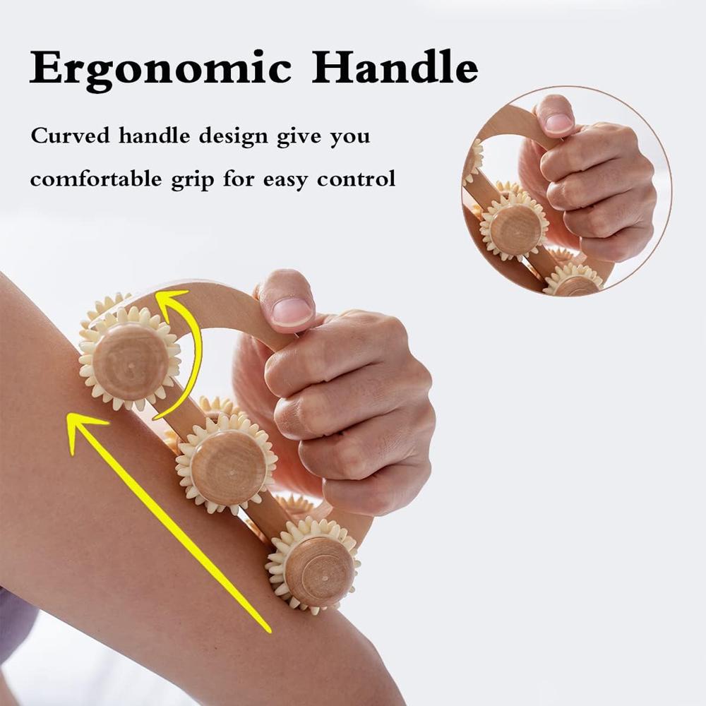 1 Stk. Massage-Holzroller, Manueller Holz-Massager, Holz-Rückenmassagerolle für Nacken, Bein, Rücken, Tiefengewebe-Muskelmassagegerät