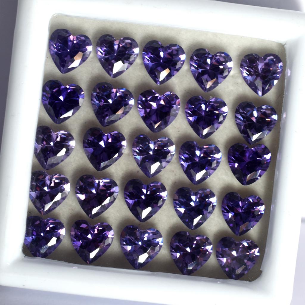 9 PCS Natural Purple Ceylon Sapphire Heart Cut Gemstone CERTIFIED Lot 6x6 MM RS-016