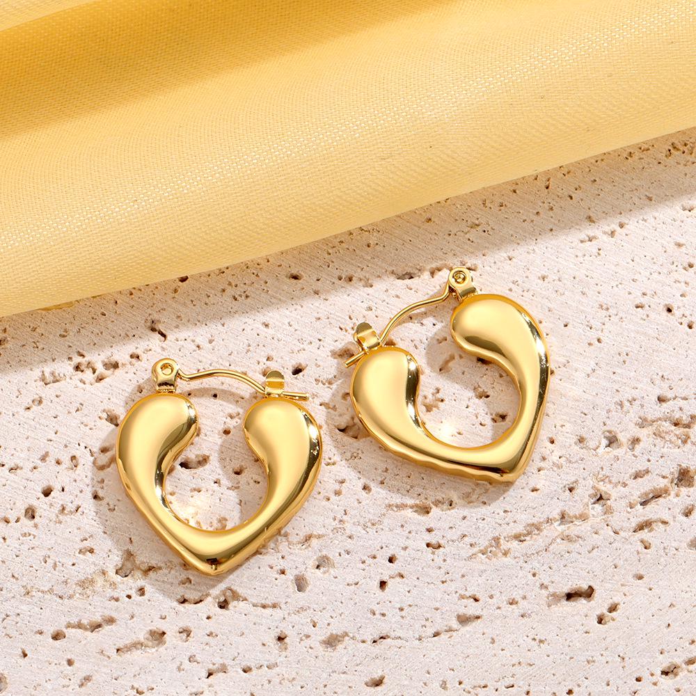 Stylish Gold Heart-Shaped Hoop Earrings for Women