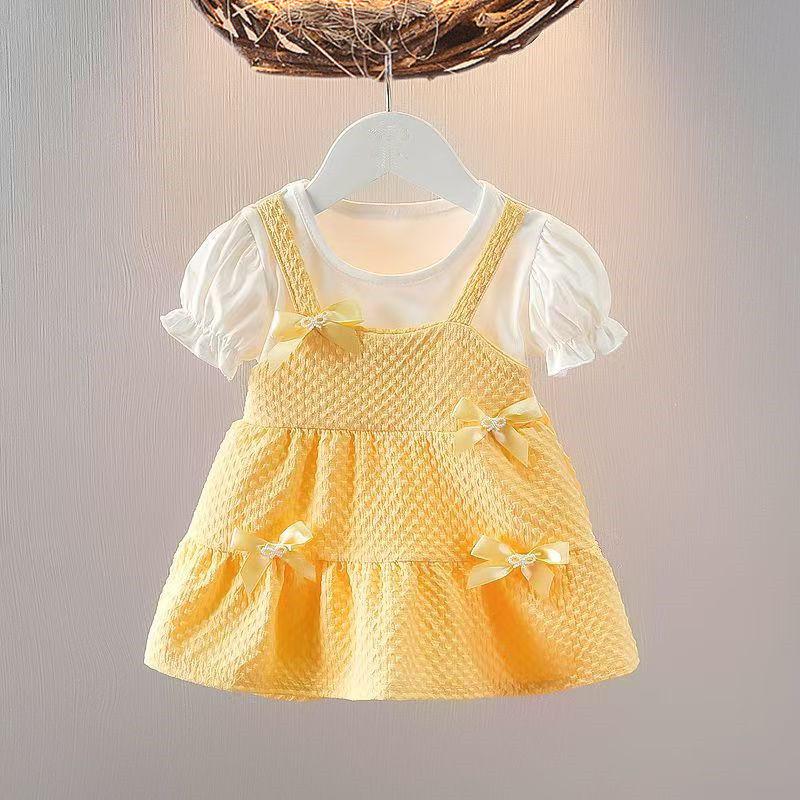 Fetițe 1-3 Ani Vara Rochie de Prințesă Set Două Piese Pantaloni Scurți Haine de Vară