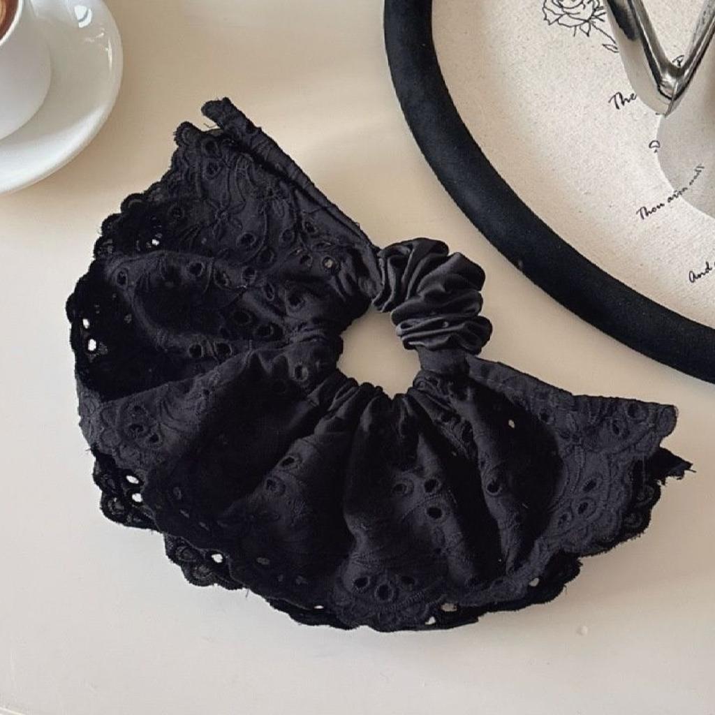 1 Stück Schlichte Hohle Stickerei Kleiner Darmkreis Mode Mädchen Krawatte Pferdeschwanz Temperament Kopfseil Yankee Hundert Paar Marmor