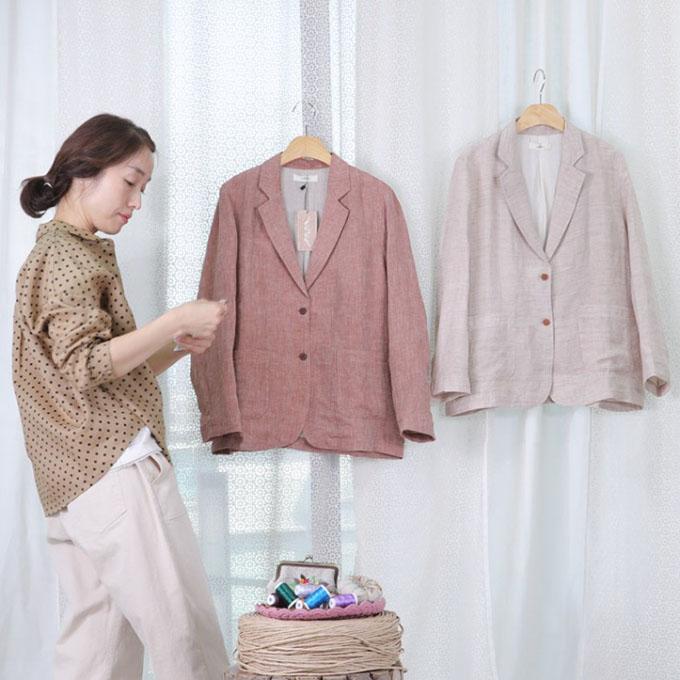 Styleby Miin Linen Two-Button Jacket