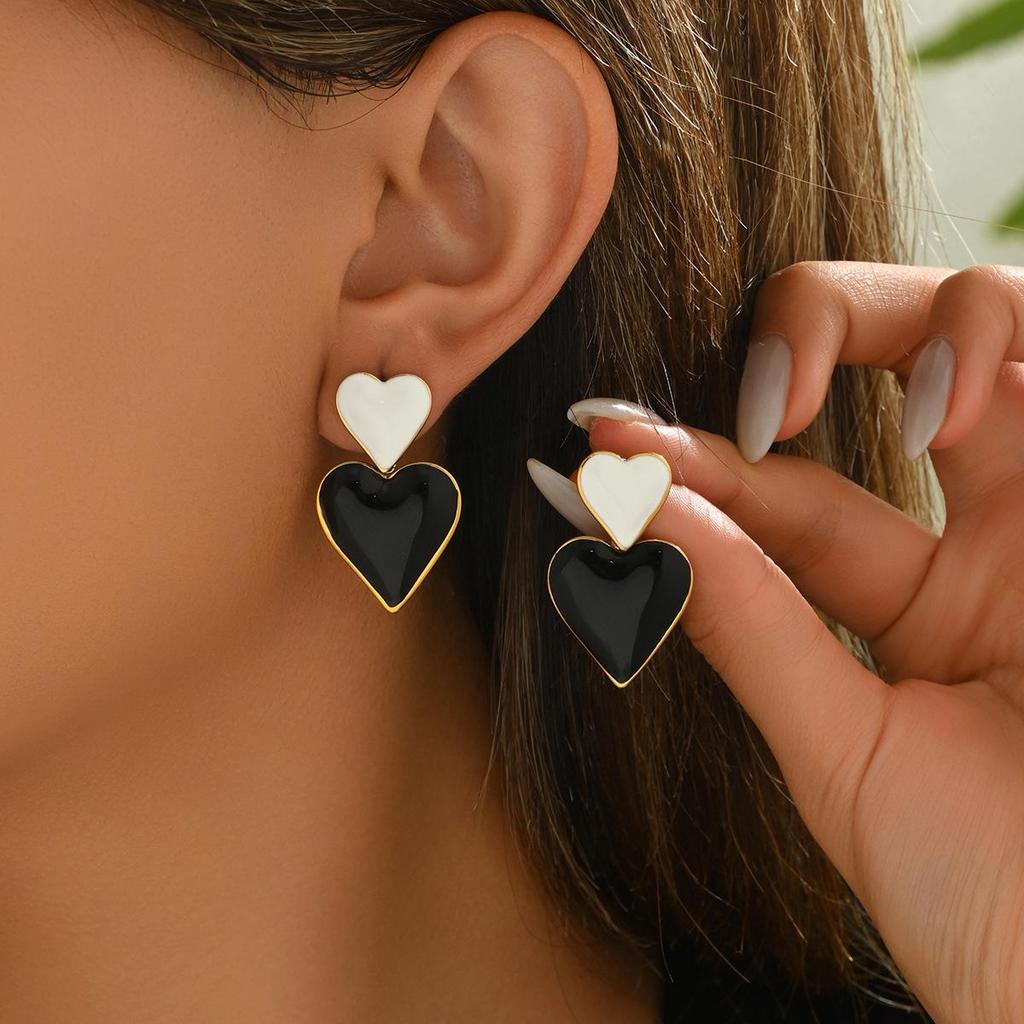 18k Electroplated Sweetheart Drop Earrings - Versatile European & American Style Women's Studs