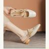 Fashion 2025 New Women Vulcanized Sandals Open Back Round Toe Pearl Bow 3cm Wooden Heel Fashion Casual Summer Shoes