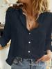 Solid Color Casual Loose Long Sleeve Linen Shirt for Spring and Autumn