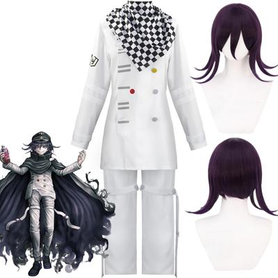 Anime Danganronpa V3 President Wang Ma Xiaoji Kokichi Oma Cosplay Costume Wig with Top Pant Cloak Scarf Outfit Christmas Uniform