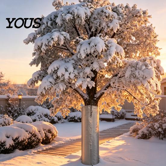 Tree Trunk Protector Palm Protector, Aluminum Foil Wrap, Guard with Orchard Drawstrings, Winter Insulation Cover for Outdoor Garden Cold Weather Plant