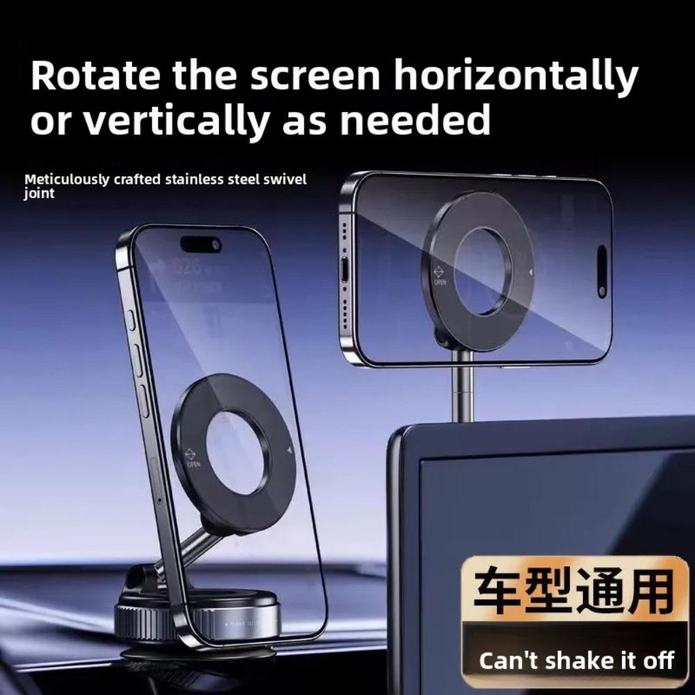 Vacuum Suction Magnetic Car Phone Mount, 360° Rotation Suction Cup Holder for Auto Navigation