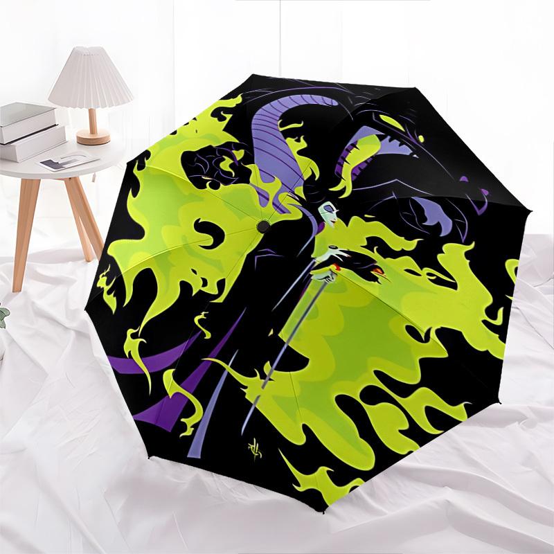 Maleficent, Sorcery Themed Automatic Opening and Closing Umbrella, Brightly Colored 8-rib Portable Umbrella, Suitable for Men and Women, A Perfect Gif