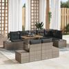 VidaXL 9-piece Garden Dining Set with Grey Cushions Poly Rattan Acacia 3349978