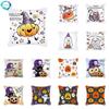 Halloween Cartoon Black Cat Ghost Pumpkin Print Cushion Cover For Home Living Room Sofa Decoration Square Pillowcase