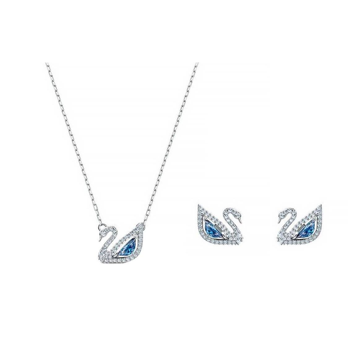 Набор: Синий Лебедь Swarovski, Хрустальная Подвеска и Серьги, Женские украшения 5521471 Box (Random Color)