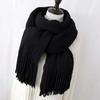 Winter long scarf women's simple fringed shawl with imitation cashmere windproof warm solid color scarf