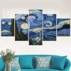 5 Panel Wall Art Canvas Set Abstract Starry Night Picture by Van Gogh Aesthetic Room Decor Poster Bedroom Wall Painting