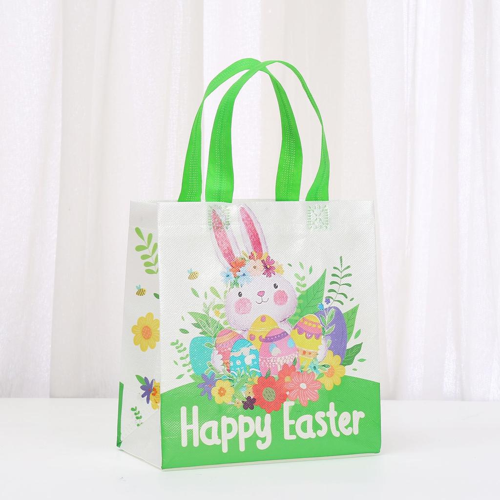 12/30pcs Easter Celebration Non Woven Tote Bags Eco-Friendly and Reusable Bunnies Eggs Florals Pattern Candy Container