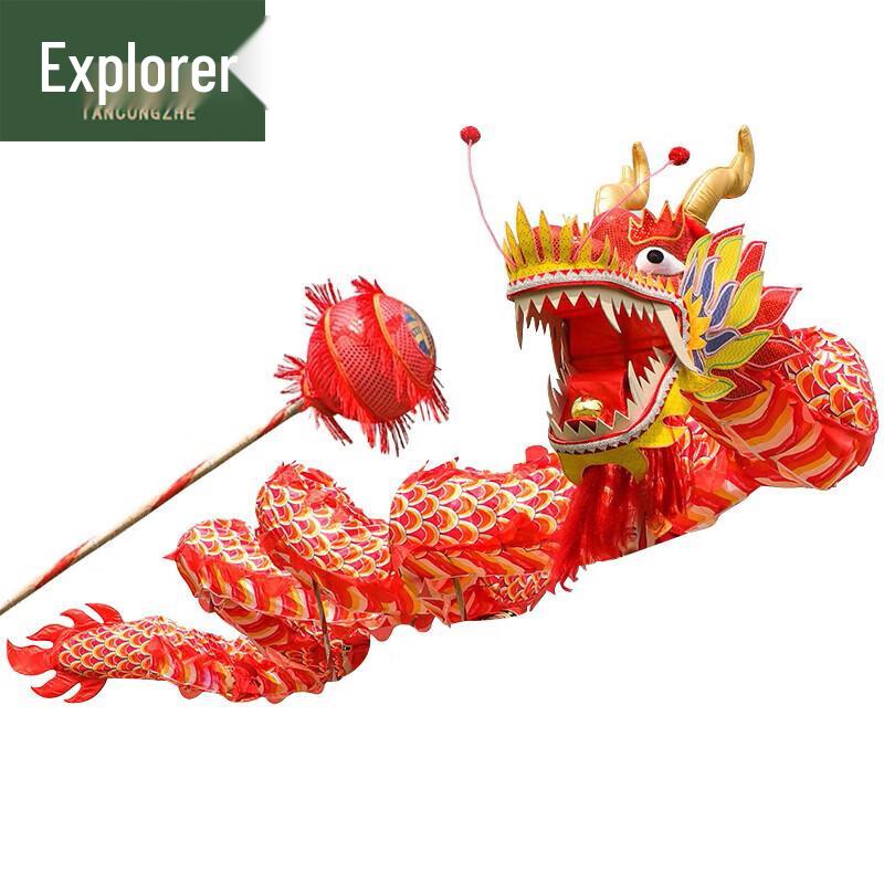 Tancolzhe 9-Section Red Silk Dragon Dance Performance Set