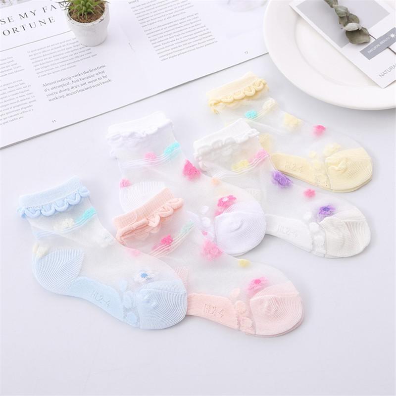 5 Pairs Girls Summer Cotton Lace Princess Mesh Socks Breathable Short Ankle Socks For Kids Age 1-12 Years Soft And Comfortable