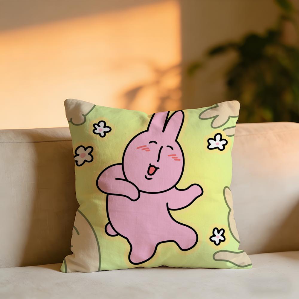 Pink Bunny Cue Cushion Cover Cozy Velvet Throw PillowSoft Warm Cushion For Sofa Bed