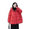 Womens Warm Hooded Down Jacket With Large Pockets Button Decor 2026 Fall Winter Loose Fit